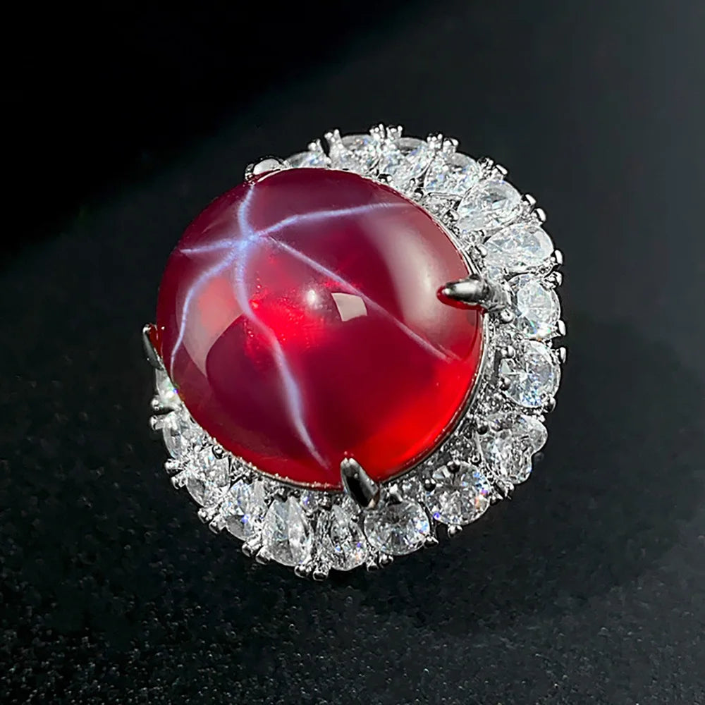 Juego de joyería fina para mujer con colgante de collar, anillo y pendientes de circonitas de laboratorio de rubí retro para boda, fiesta, regalo de aniversario
