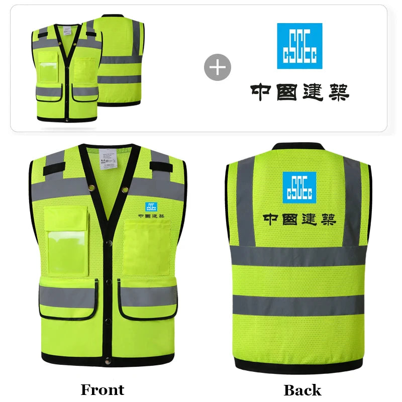 Chaleco de trabajo con logotipo personalizado para hombre, chaleco de alta visibilidad, chaqueta de trabajo, personalizado con logotipo y texto.