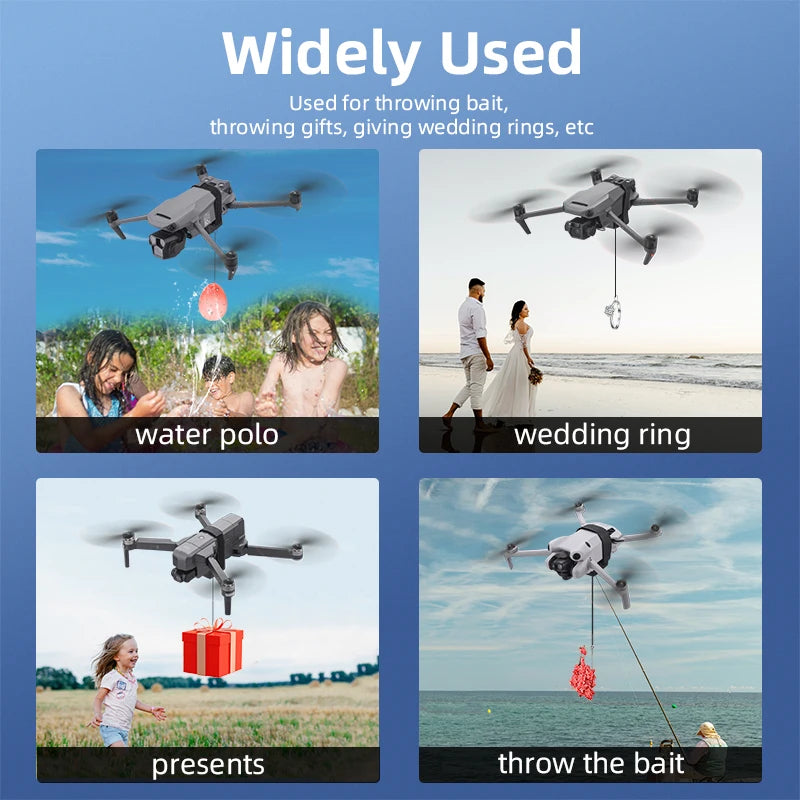 Sistema Airdrop para Drones DJI Avata 2/Mini 4 Pro/Air 3/Mini 3 Pro/Mavic 3 Pro/Mavic Pro Lanzador de Peces Rescate de Vida Envío de Regalos
