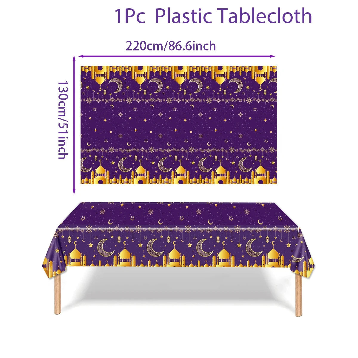 Eid Mubarak Stjernemåneduk Ramadan Kareem Dekor til Hjem 2025 Islamsk Muslimsk Fest Eid Al Adha Utstyr Slottbordduk