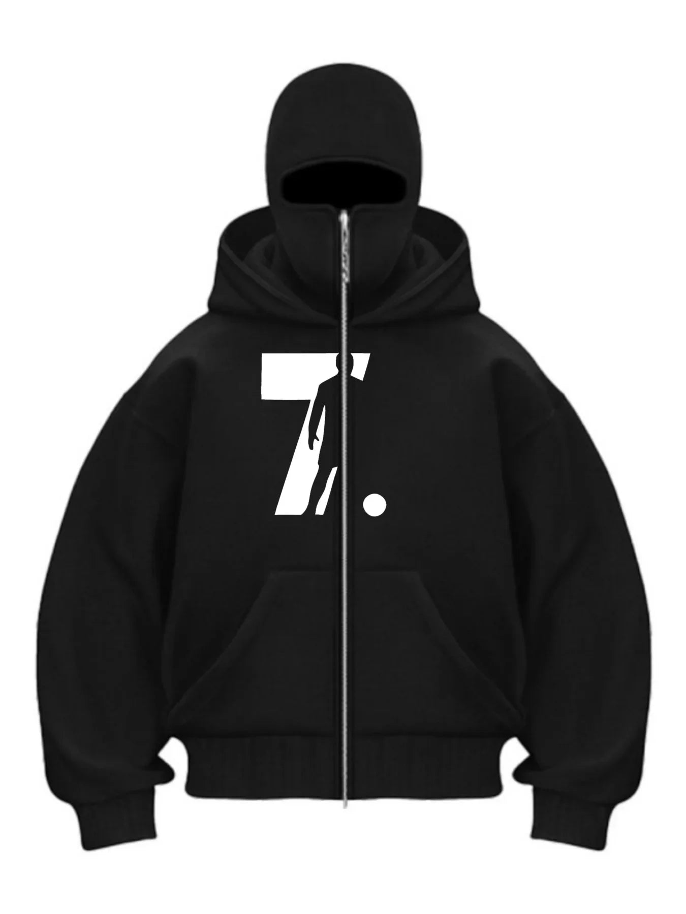 Balaclava Men Zip Hoodie Winter Warm Casual Sweatshirt Y2K with Hooded Face Mask Zipper Design Sports Jacket Outdoor Activities