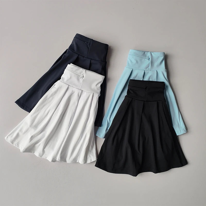 Falda de tenis para mujer, conjunto de yoga de verano, camiseta de manga corta, maratón, bádminton, golf, falda deportiva, conjunto deportivo de fitness