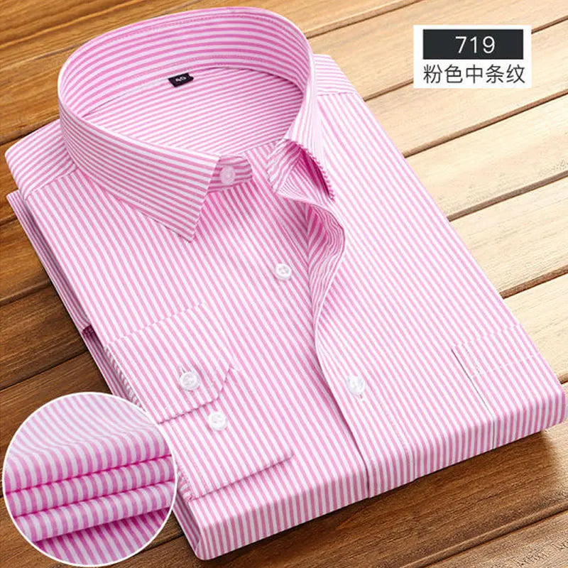 Chemise à manches longues pour homme, style décontracté, en coton, sans repassage, de haute qualité, respirante, à rayures, nouvelle collection printemps-été