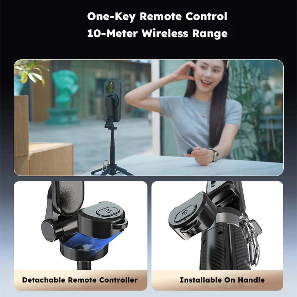 4in1 360° Magnetic Rotating Selfie Stick Tripod Stand with Bluetooth Remote For Magsafe Telescoping Phone Mount
