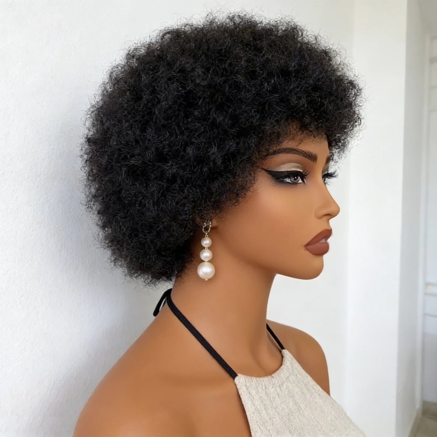 Pelucas cortas Pixie Cut para mujeres negras Cabello humano Afro rizado Kinky Peluca completa hecha a máquina