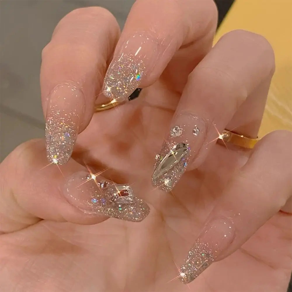 24 stk. Gradient Falske Negler Fransk Ballerina Negler Vanntett Falske Medium Kiste Falske Negler Fingernegler Press-on Negler Tips