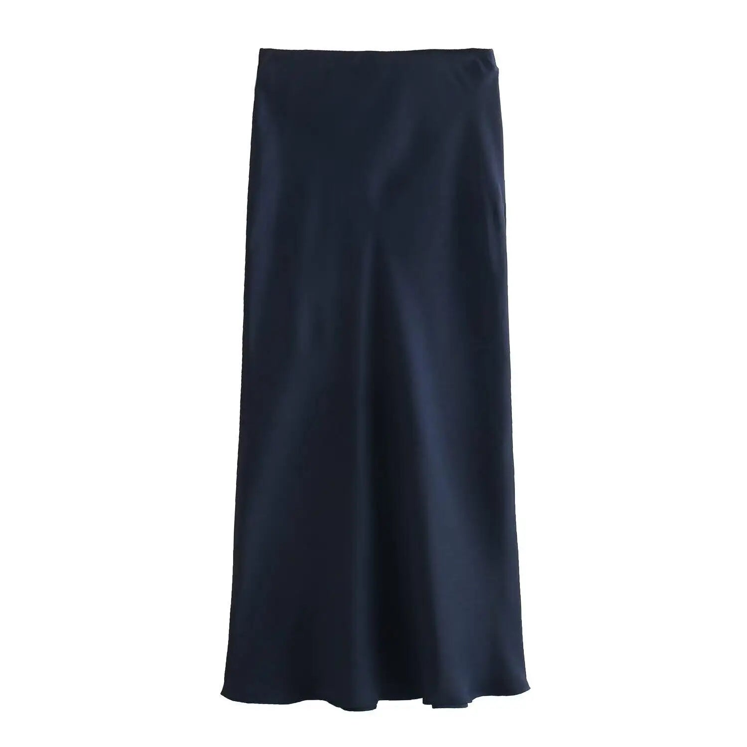 Willshela Falda de satén negra para mujer, falda larga elegante de cintura alta para mujer, falda midi de moda de verano, faldas de oficina para mujer