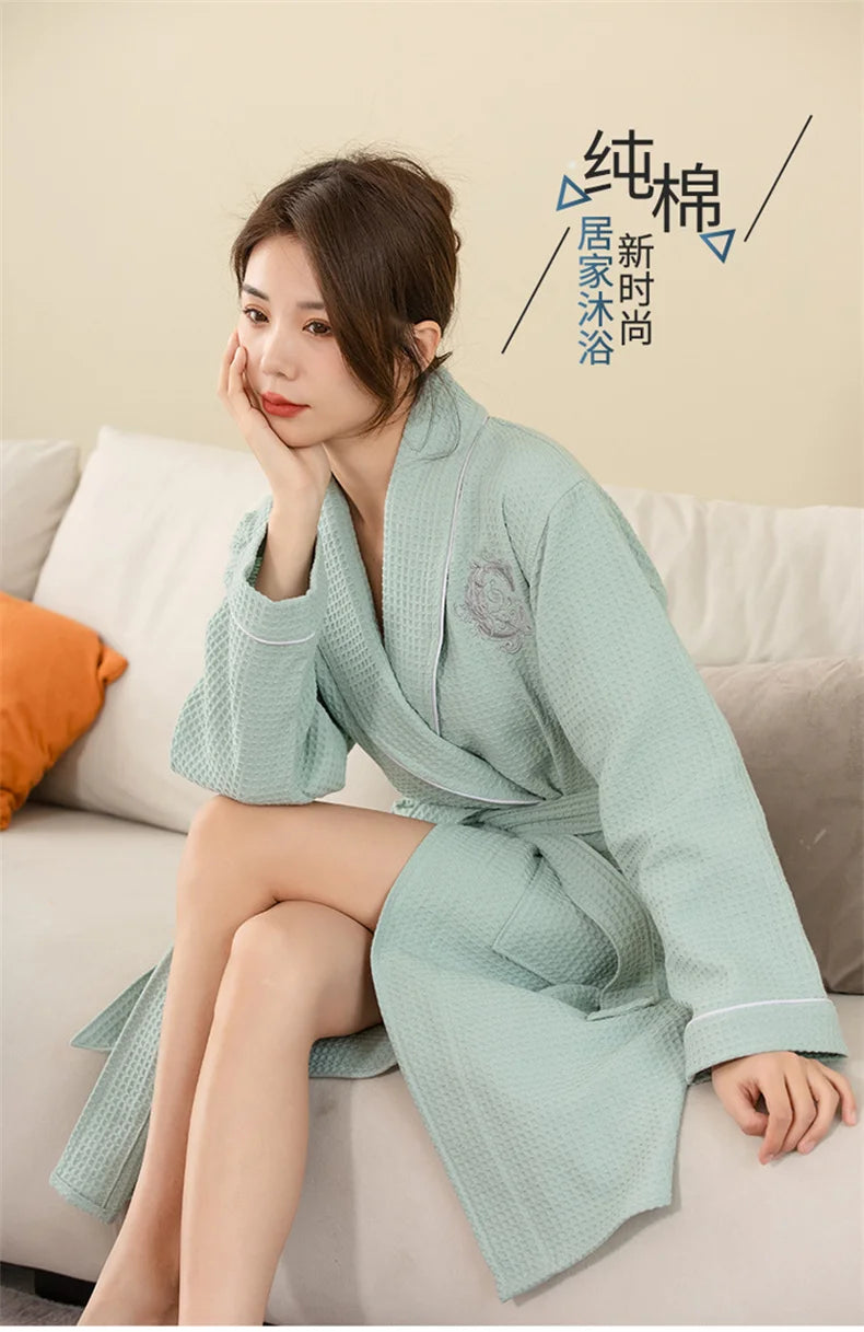 Top Quality Autumn Winter Bathrobes Couple Towel Terry Cotton Robe Men's Elegant Five-star Hotel Home Wear Bath RobeAbsorb Water
