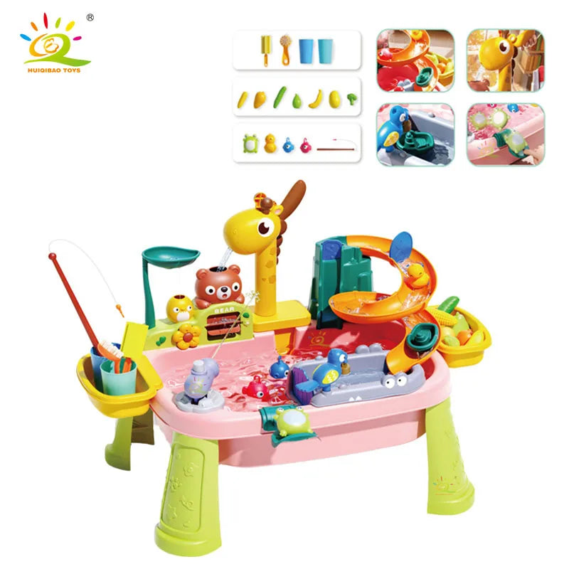 Juguetes de cocina eléctricos para niños, diversión con agua, lavabo, pesca, lavado de platos, juego de rol para el hogar, juguetes de educación temprana para bebés