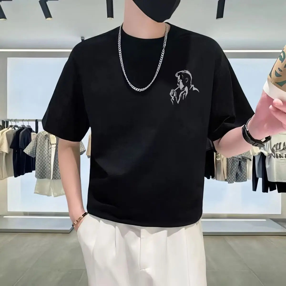 Camiseta de Lujo de Manga Corta para Hombre Moda Verano Algodón Premium de Alta Gama Cómoda Transpirable Ropa Urbana Uso Diario