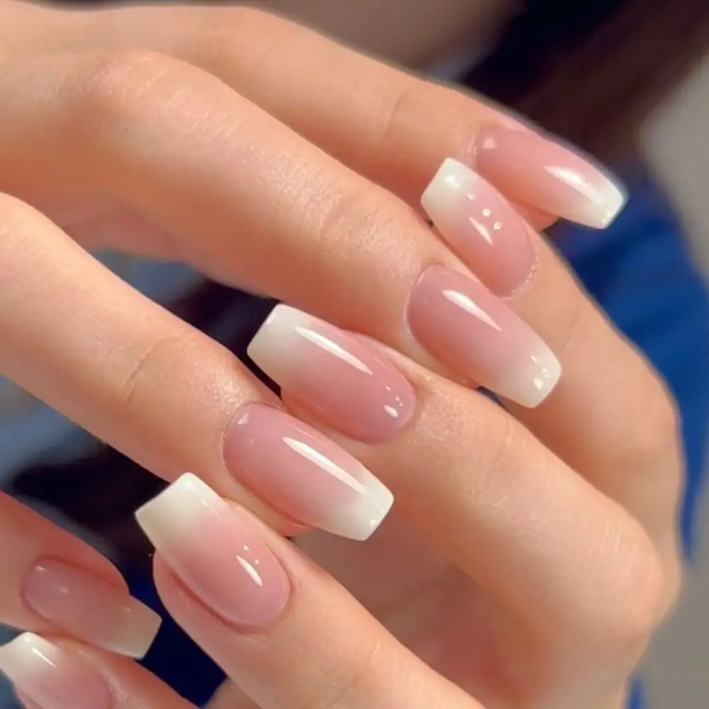 24 stk. Gradient Falske Negler Fransk Ballerina Negler Vanntett Falske Medium Kiste Falske Negler Fingernegler Press-on Negler Tips