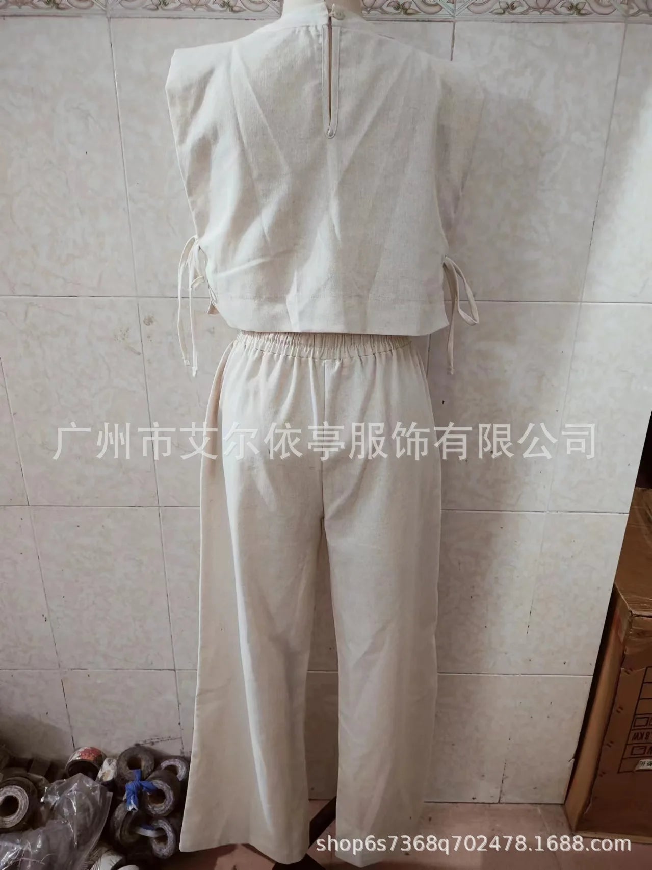 Cotton And Linen Pant Sets Women Sleeveless Leace-up Short Tops Drawstring Long Pants Two Piece Set Commuting 2025 Summer New