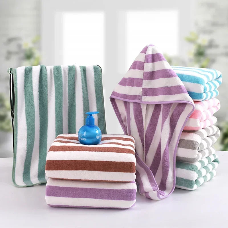 Bath Towel for Adults, Large Beach Cloth, Absorbent Quick Drying, Spa Body Wrap, Face Hair Shower Towels, 2Pcs 70x140cm 35x75cm