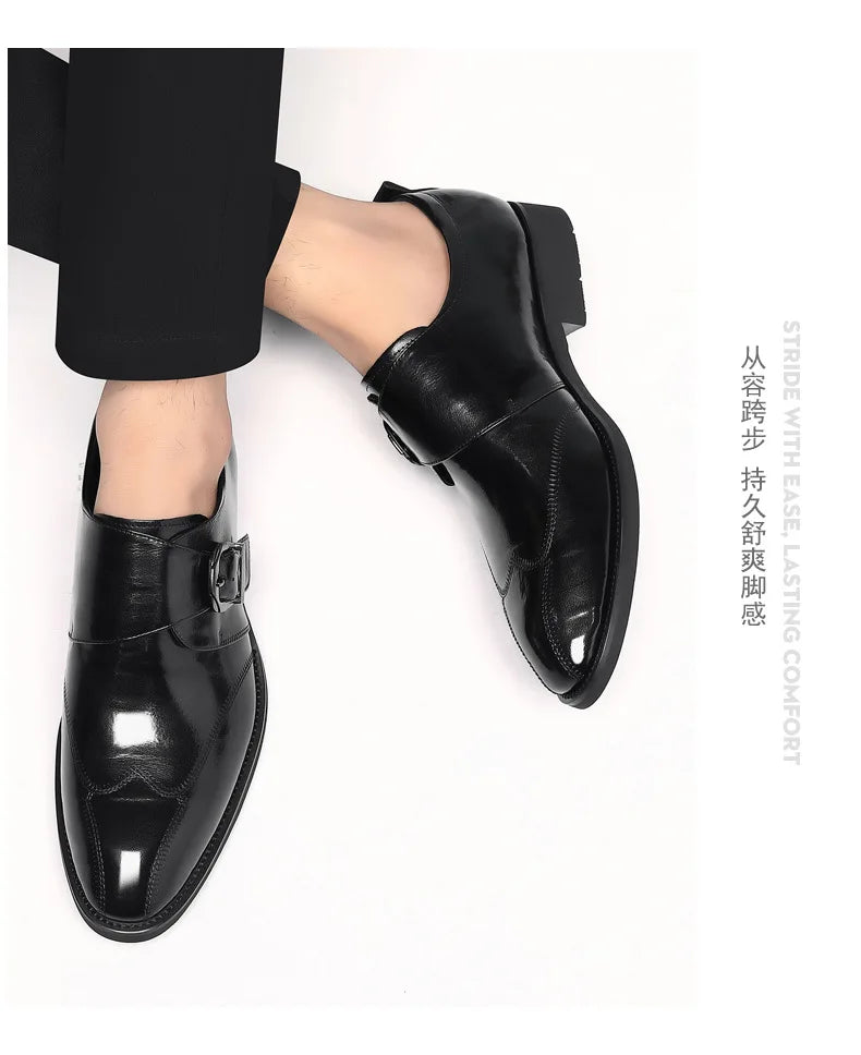 Zapatos de vestir de negocios para hombre con cierre, zapatos de cuero formales para hombre, calzado Oxford, mocasines Oxford de cuero de alta calidad para hombre