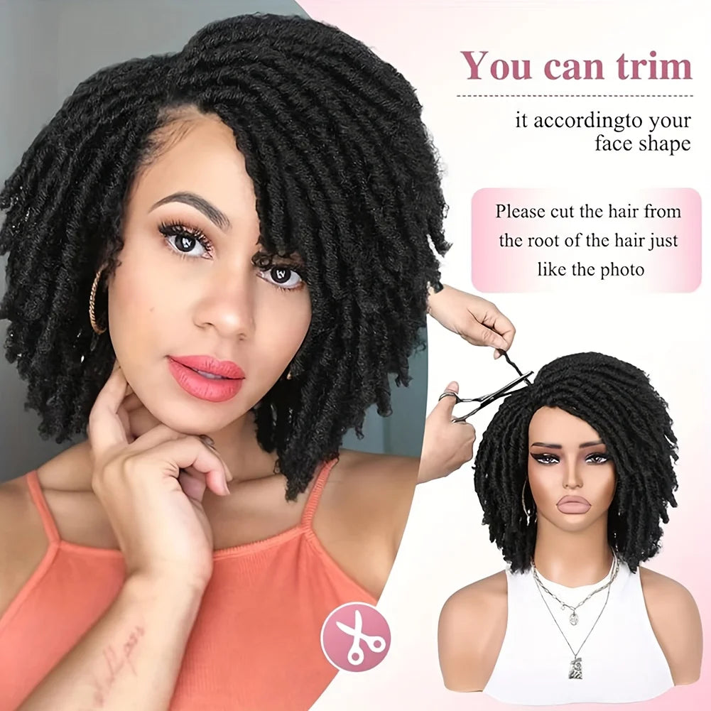 6 Inch Dreadlocks Wig Synthetic Afro Curly Twist Wig Glueless Natural Soft Faux Locs Dreads Wig For Women Daily Party Use