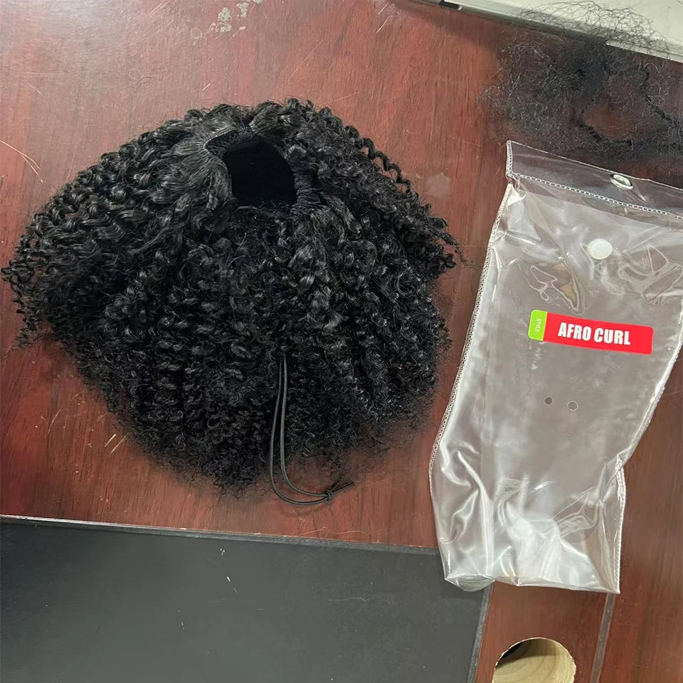 Ponytail Human Hair Drawstring Afro Curly Ponytails 100% Human Natural Hairpiece Curly Ponytail 100% Human Hair Kinky Ponytail