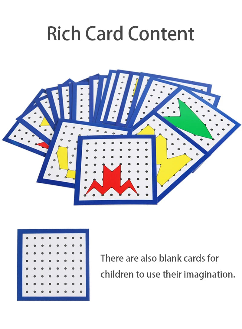 Juego de juguetes de madera Montessori de matemáticas para niños, figuras geométricas, banda elástica, tabla de clavos, juguete educativo creativo, regalo de Navidad ideal