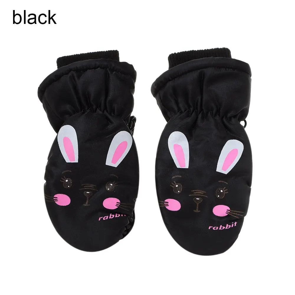 Moda Antideslizante Niños Niñas Dibujos Animados Conejo Guantes de Esquí Infantiles Manoplas Deportivas Impermeables Gruesas Cálidas