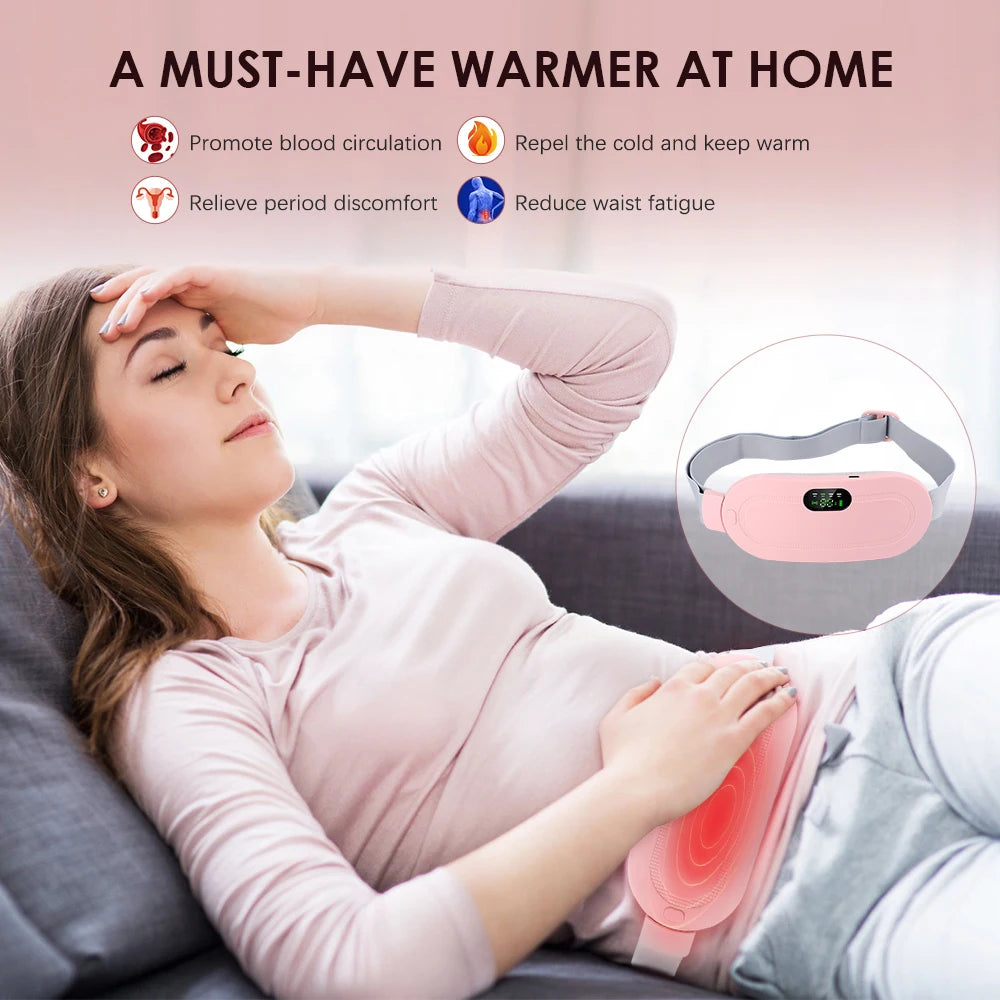 Electric Menstrual Cramp Massager – Heating Pad Belt with Vibration Therapy