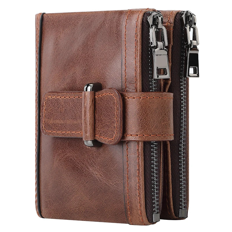 Cartera de lujo de diseño para hombre, carteras de hombre de cuero genuino, RFID de alta calidad, monedero para hombre, tarjetero, carteras vintage