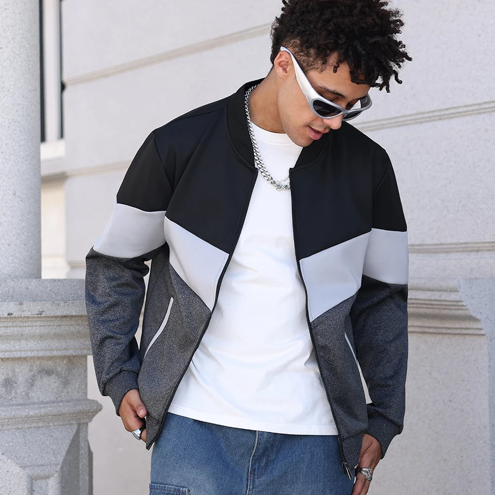 Chaquetas de hombre 25 nuevas, primavera, negocios, ocio, moda, color, cortavientos, bomber, sobrecamisa, cremallera, ropa urbana, ropa popular, talla de EE. UU.