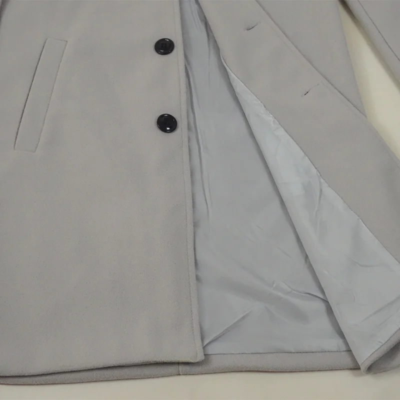 Chaquetas de streetwear para hombre, ropa de abrigo informal de color liso y abrigos, chaqueta de lana de solapa con botonadura simple para primavera e invierno