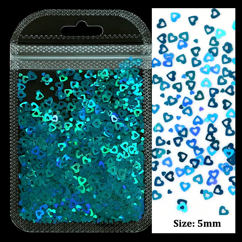 2g Holographic Nail Art Glitter Shiny Sweet Love Red Heart Flakes Sequins 3D Nail Paillette Manicure Valentine's Day Decorations
