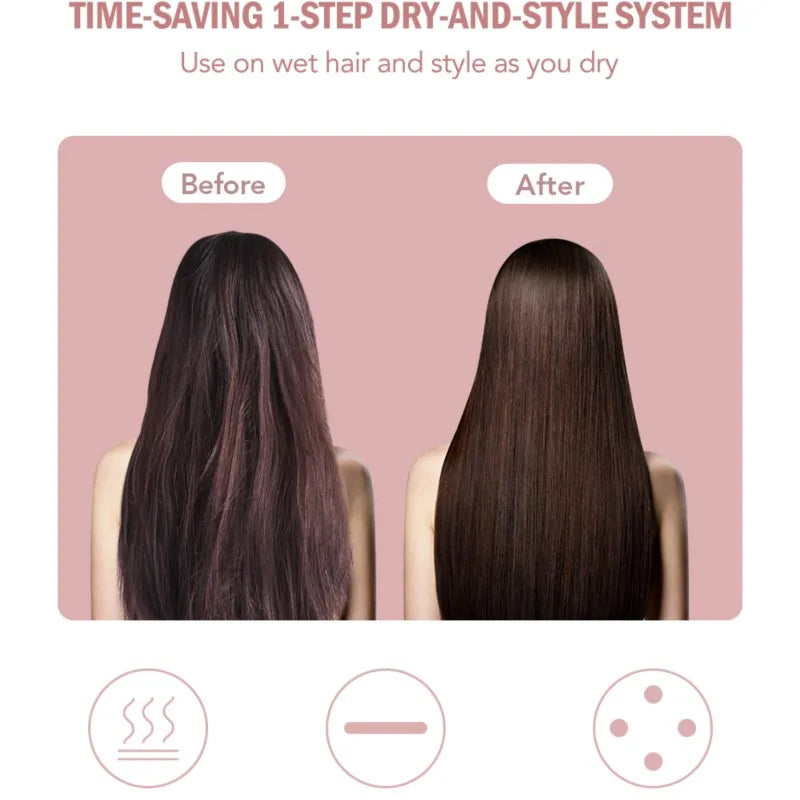Varmluftbørste Multifunksjons hårføner Rettetang Krøllkam Ett-trinns profesjonell salonghårstyler og volumizer Ionblås