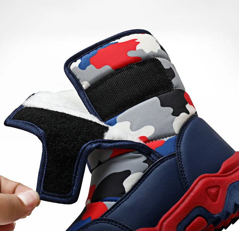 Winter Children Shoes Plush Waterproof Fabric Non-Slip Girl Shoes Rubber Sole Snow Boots Fashion Warm Outdoor Boots