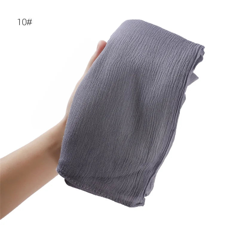 Pañuelo Hiyab de Algodón y Rayón de Color Liso para Mujer, Pañuelo Grande Musulmán, Chales, Diadema Musulmana para Mujer, Turbante Islámico, Pañuelo Bandana