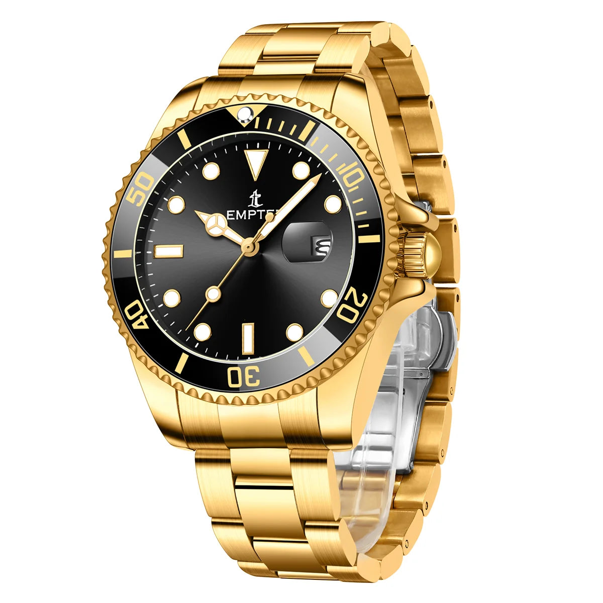 Watches for Men with Date Luxury Big Face Waterproof Mens Wristwatch Analog Dress Two Tone Stainless Steel Man Watch Luminous