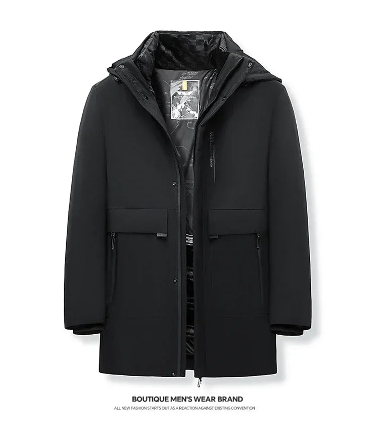 Chaquetas con capucha para hombre, ropa de abrigo informal, parkas largas para hombre, nuevas parkas impermeables y cálidas para otoño e invierno, abrigo tipo parka, 2 PIEZAS Parkas de invierno