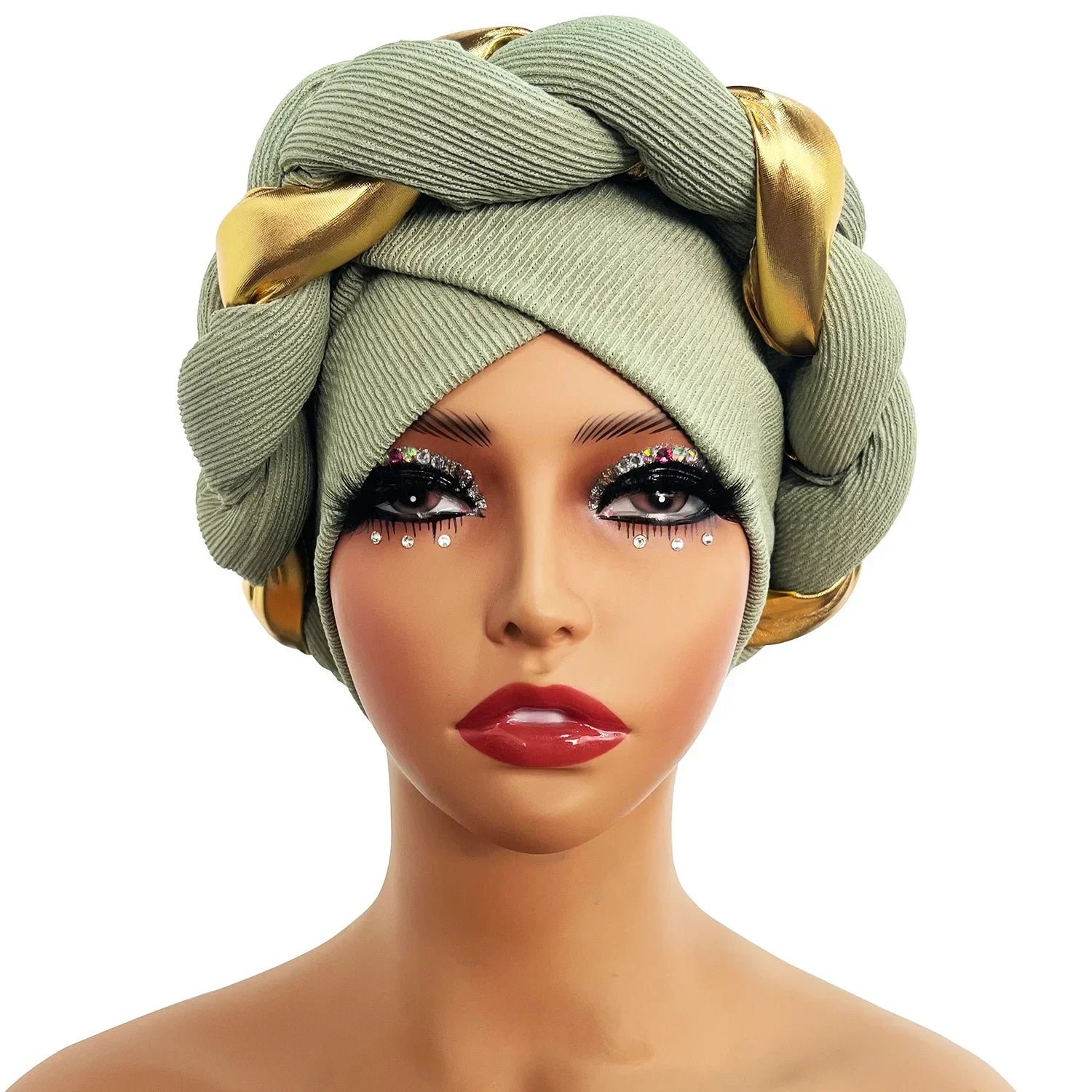 Moda Africana Turbante Africano Gorros Autogele Turbante para Mujer Envolturas de Cabeza Musulmanas Femeninas