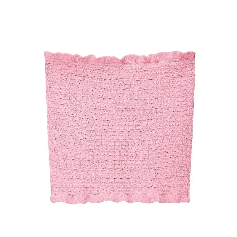 MUJER Conjunto de Falda Tejida Rosa 2 Piezas Falda Larga Plisada para Mujer Top con Volantes sin Hombros Conjunto de Faldas para Mujer Atuendo de Verano
