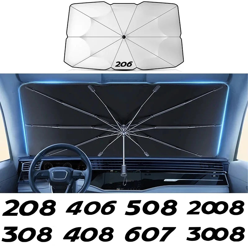 For Peugeot 206 207 208 301 307 308 408 508 607 2008 3008 4008 5008 GT RCZ Car Windshield Sun Shade UV Ray Reflector Umbrella