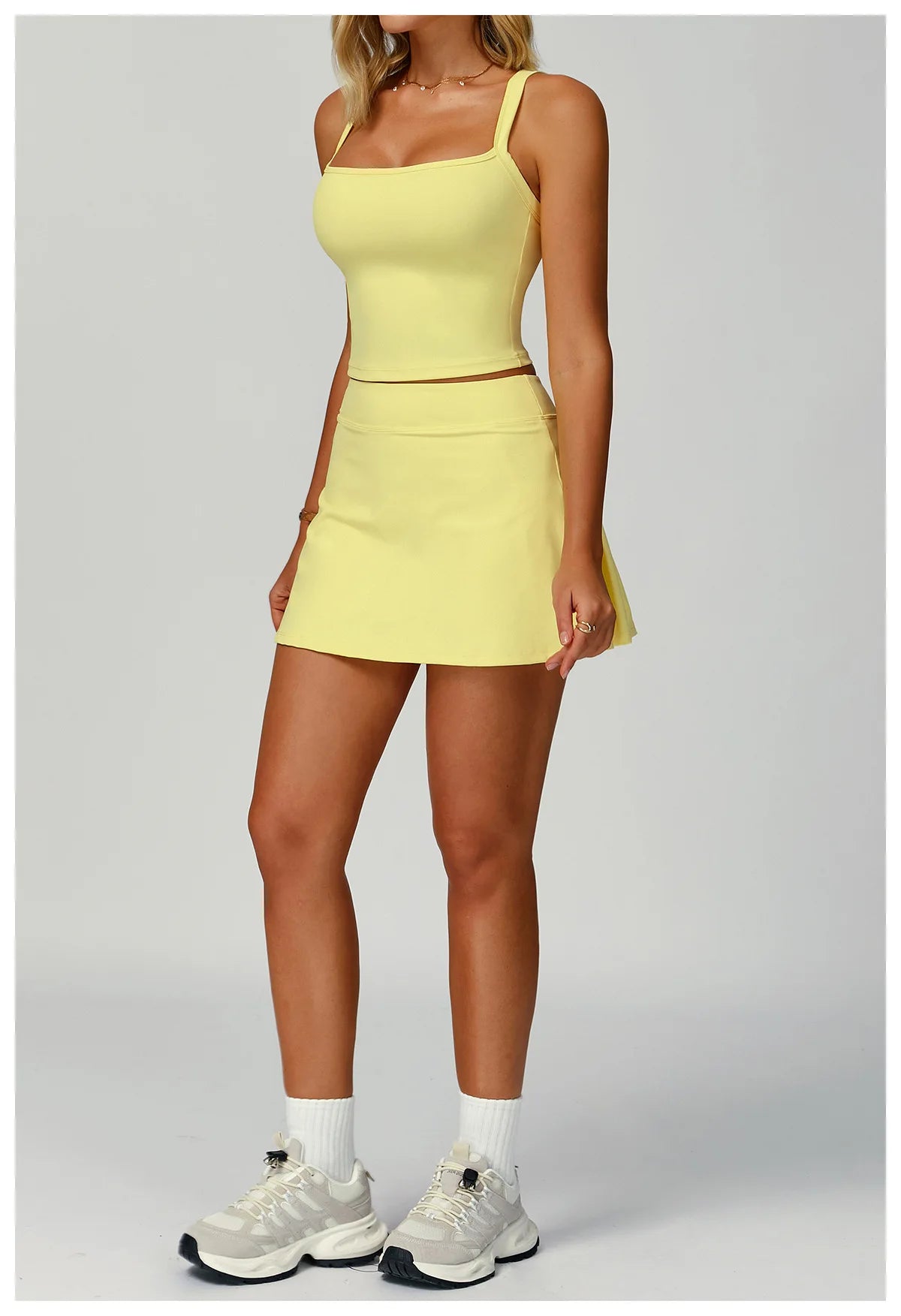 Conjunto de camiseta y falda de tenis para mujer, ropa deportiva de verano, bádminton, golf, yoga, correr al aire libre, color negro, blanco, rosa.