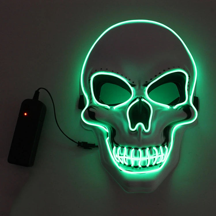 Máscara de calavera de terror de Halloween, máscara de luz fría LED, máscara LED de Halloween, máscara de cosplay, decoración de fiesta de Halloween, máscaras de calavera luminosas