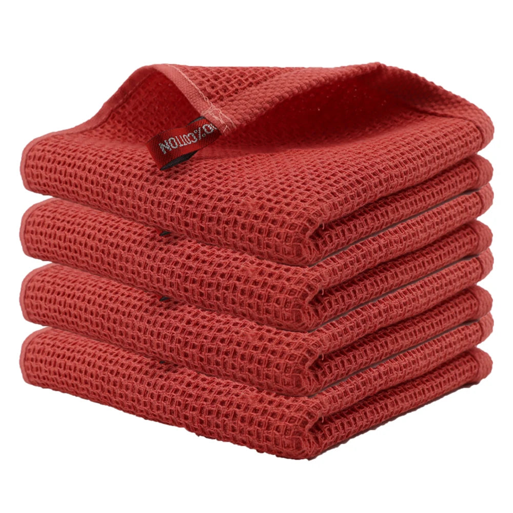Toalla de cocina de algodón de 4 piezas Paño de limpieza mágico ultrasuave Trapos de limpieza absorbentes Paños de cocina engrosados