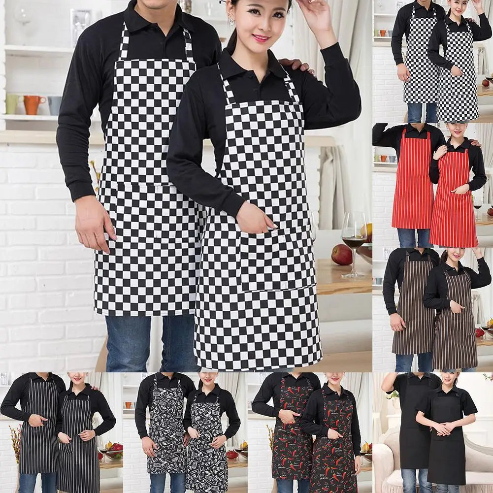 Delantal de cocina delantal de cocinero con cuello halter con 2 bolsillos delantales sin mangas para catering para hombres y mujeres delantal de camarero para barbacoa con estampado