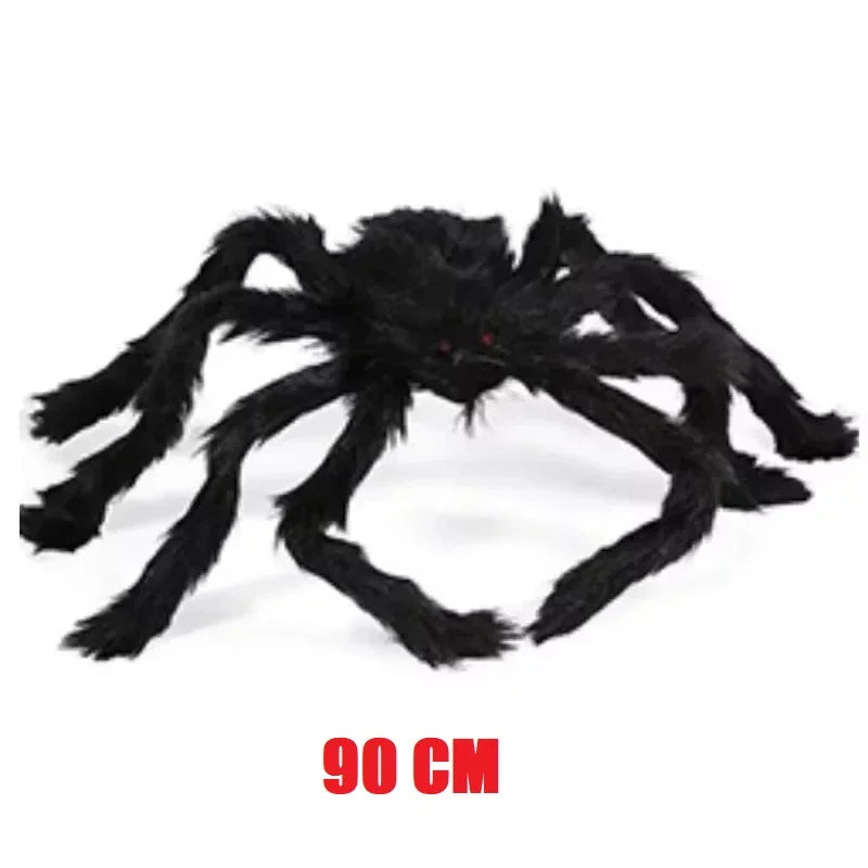 Araña Grande de Peluche de Halloween, Decoración de Halloween de Terror, Accesorio de Fiesta, Decoración Gigante de Araña para Exteriores de 30-200cm, Broma de Cámara, Araña Negra