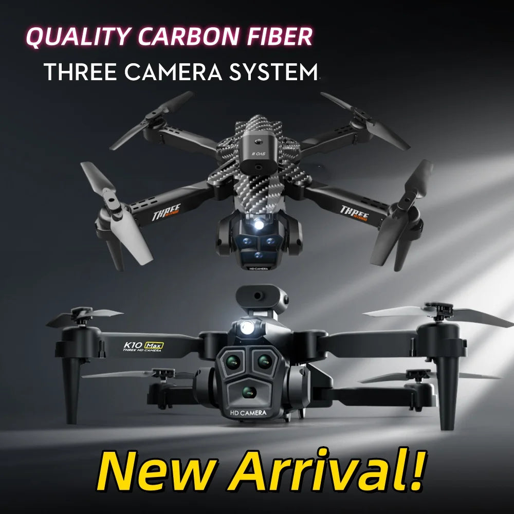 New Carbon Fiber Drone Triple HD Camera Aerial OAS Remote Control Aircraft Optical Flow Quadcopter Kid Gifts