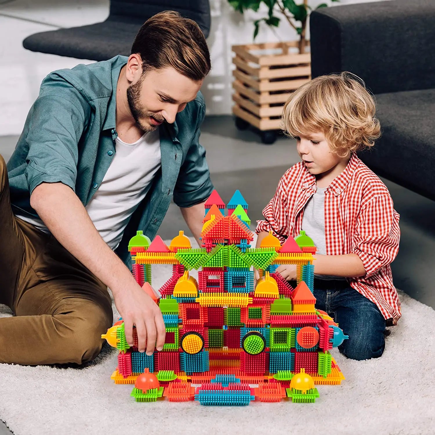 Juguetes de construcción de bloques DIY, ladrillos de modelado educativos para niños, montaje interactivo entre padres e hijos para infantes