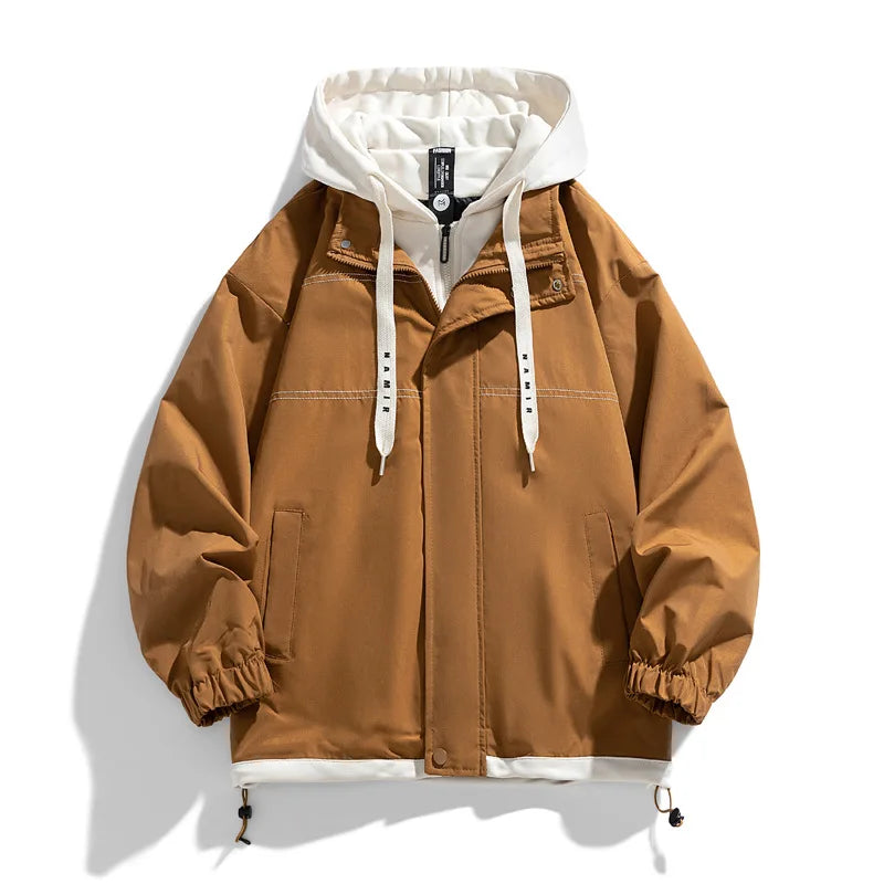 Chaqueta fina para hombre con capucha, juvenil, otoño e invierno, nuevo estilo popular, combinación de colores, uniforme de béisbol de alta gama, con capucha, casual