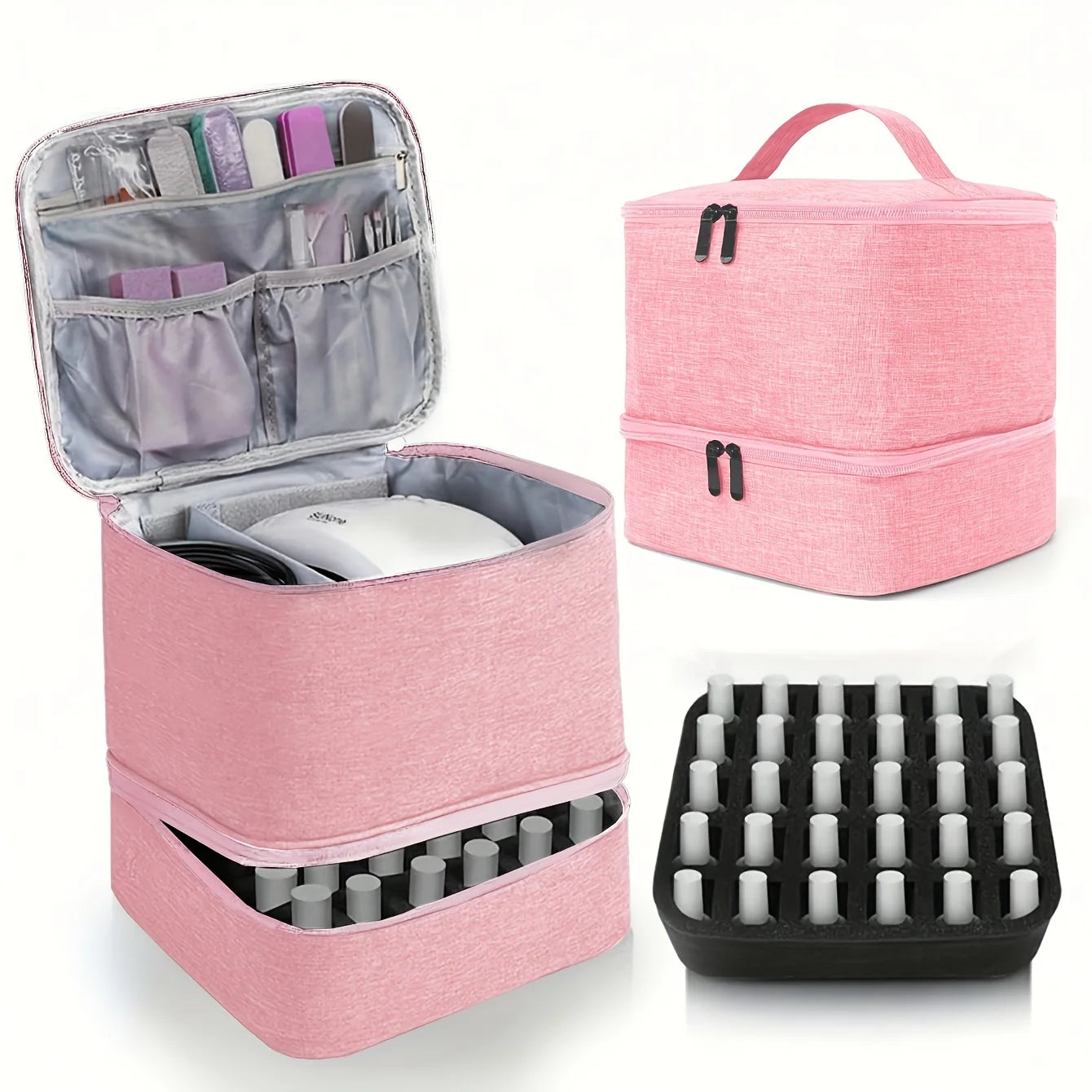 Double-Layer Nail Polish Organizer Box – Portable Storage with Dividers