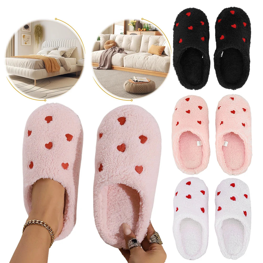 Plush Heart Slippers