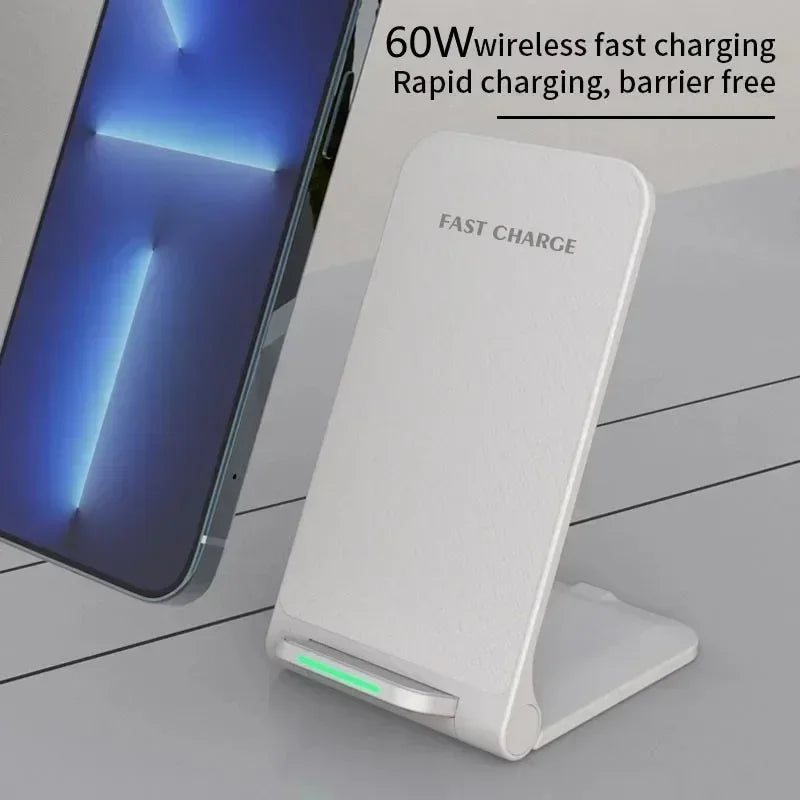 Station de charge sans fil pliable, support de téléphone de bureau, charge rapide pour iPhone 16 15 14 13 12 11 Pro Max Samsung Xiaomi