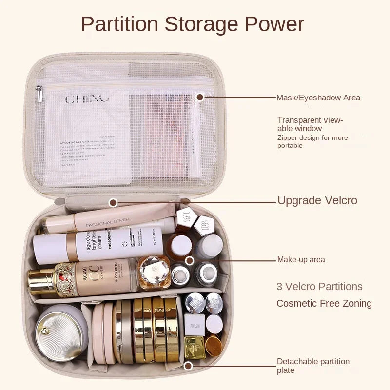 Nuevo neceser de cosméticos para mujer, bolso portátil, bolsa de almacenamiento de gran capacidad, neceser de lujo, organizador de viaje, esenciales, neceser de aseo