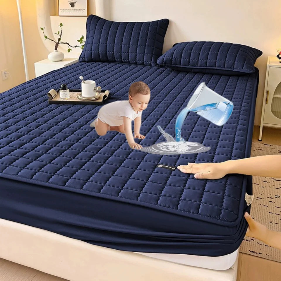 Waterproof Thickened Mattress Pad Protector Adjustable Durable Fitted Sheet Bed Covers Anti-mite Non-slip Bedspreads 150/160x200