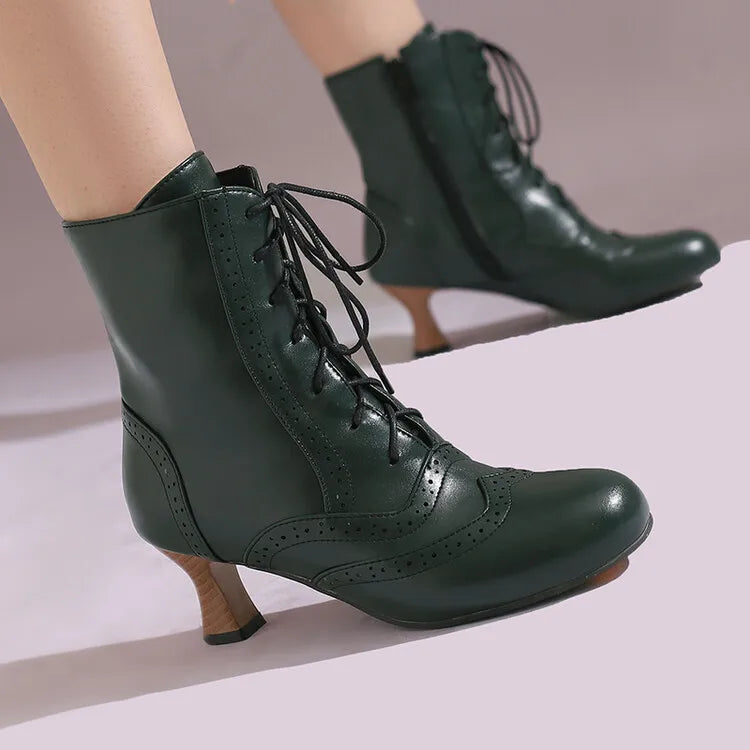 Botines de Moda Nuevos para Mujer Botines Cortos de Cuero de Alta Calidad para Mujer Zapatos Ligeros de Tacón Alto para Mujer Botas de Mujer