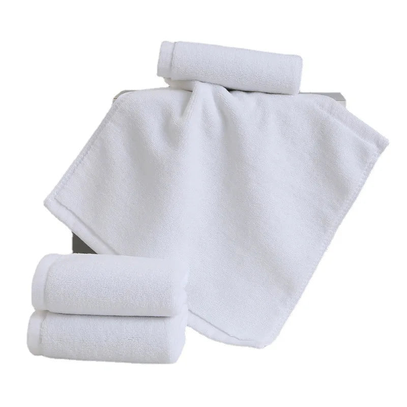 10 unidades/lote Toallas pequeñas blancas para manos y cara, para cocina, hotel, restaurante, jardín de infancia, toalla de algodón para salón de belleza